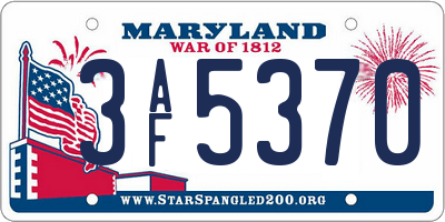 MD license plate 3AF5370
