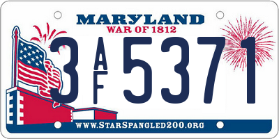 MD license plate 3AF5371