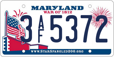 MD license plate 3AF5372