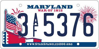 MD license plate 3AF5376