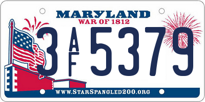 MD license plate 3AF5379