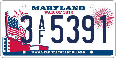 MD license plate 3AF5391
