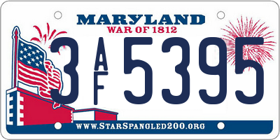 MD license plate 3AF5395