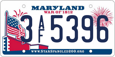 MD license plate 3AF5396