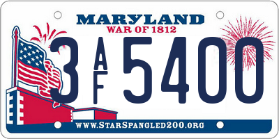 MD license plate 3AF5400