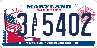 MD license plate 3AF5402
