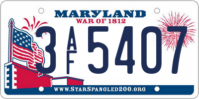 MD license plate 3AF5407