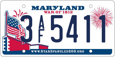MD license plate 3AF5411