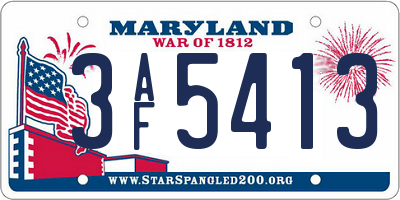 MD license plate 3AF5413