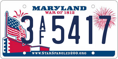 MD license plate 3AF5417