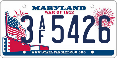 MD license plate 3AF5426