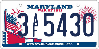 MD license plate 3AF5430