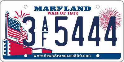 MD license plate 3AF5444