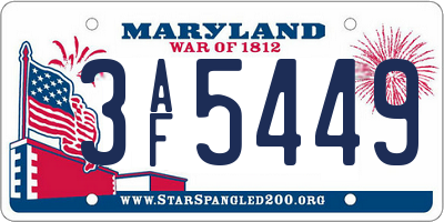 MD license plate 3AF5449