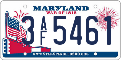 MD license plate 3AF5461