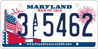 MD license plate 3AF5462