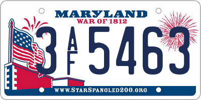 MD license plate 3AF5463