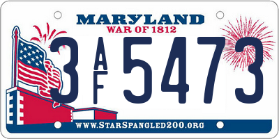 MD license plate 3AF5473