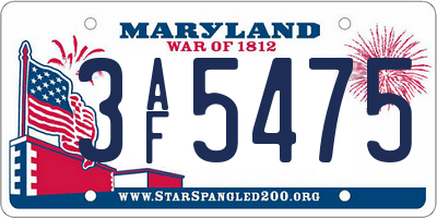 MD license plate 3AF5475