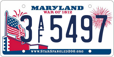 MD license plate 3AF5497