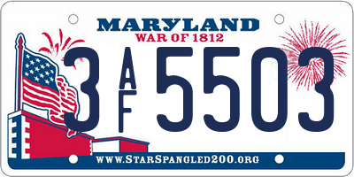 MD license plate 3AF5503