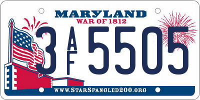 MD license plate 3AF5505