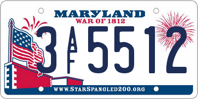 MD license plate 3AF5512