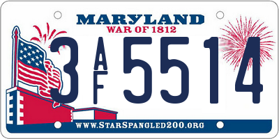 MD license plate 3AF5514