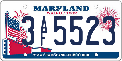 MD license plate 3AF5523