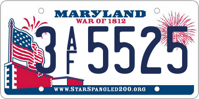 MD license plate 3AF5525