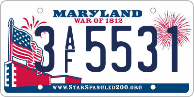 MD license plate 3AF5531