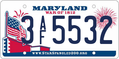 MD license plate 3AF5532