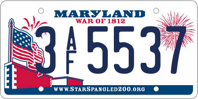 MD license plate 3AF5537