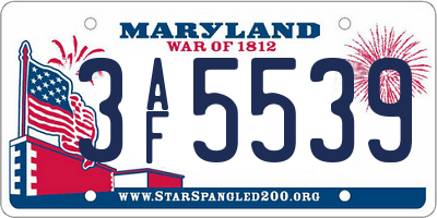 MD license plate 3AF5539