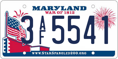 MD license plate 3AF5541