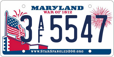 MD license plate 3AF5547