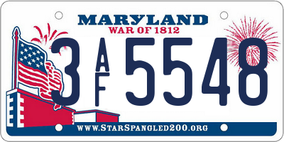 MD license plate 3AF5548