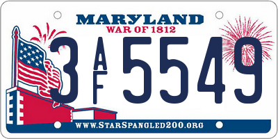 MD license plate 3AF5549