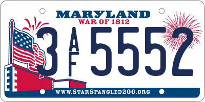 MD license plate 3AF5552