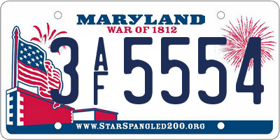 MD license plate 3AF5554