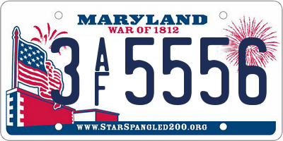 MD license plate 3AF5556