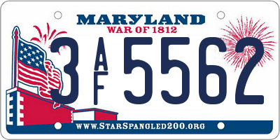 MD license plate 3AF5562