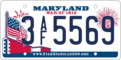 MD license plate 3AF5569