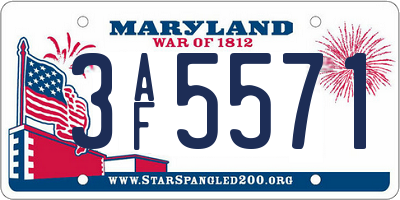 MD license plate 3AF5571
