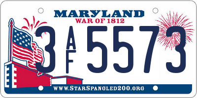 MD license plate 3AF5573