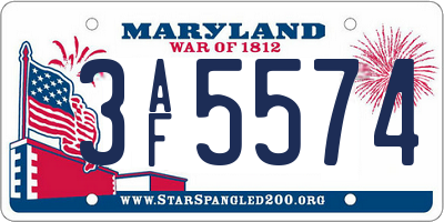 MD license plate 3AF5574