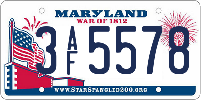 MD license plate 3AF5578