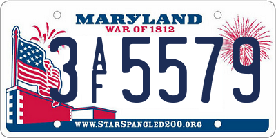MD license plate 3AF5579
