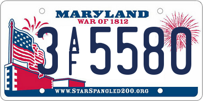 MD license plate 3AF5580
