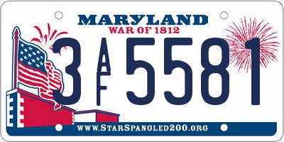 MD license plate 3AF5581